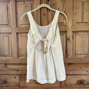 Madewell Silk Lookout Bow Back Cream Tank Top Blouse Fairy Softgirl Fem‎ Size XS